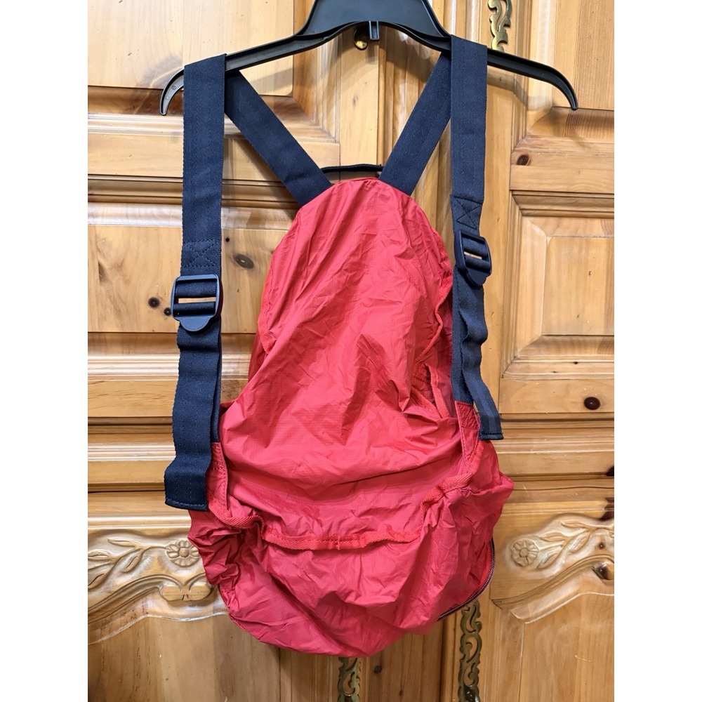 Lands End Packable Backpack Red Blue Black Lightweight Ripstop Nylon Travel Bag - Picture 9 of 13